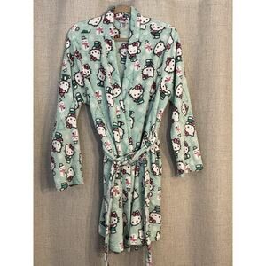 Sanrio Hello Kitty Christmas Snowman Plush Short Belted Robe Size Large/XLarge